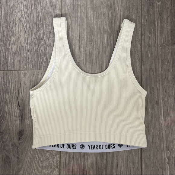 Year of Ours Ribbed Football Sports Bra Ivory Sz S Small lace-up - Picture 3 of 4
